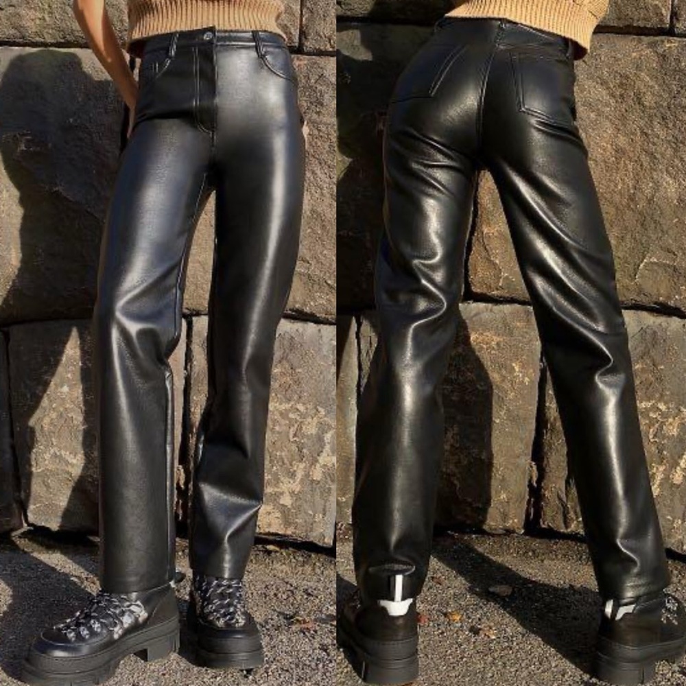 Aritzia Wilfred The Melina‎ Faux Leather Black Pant size 6